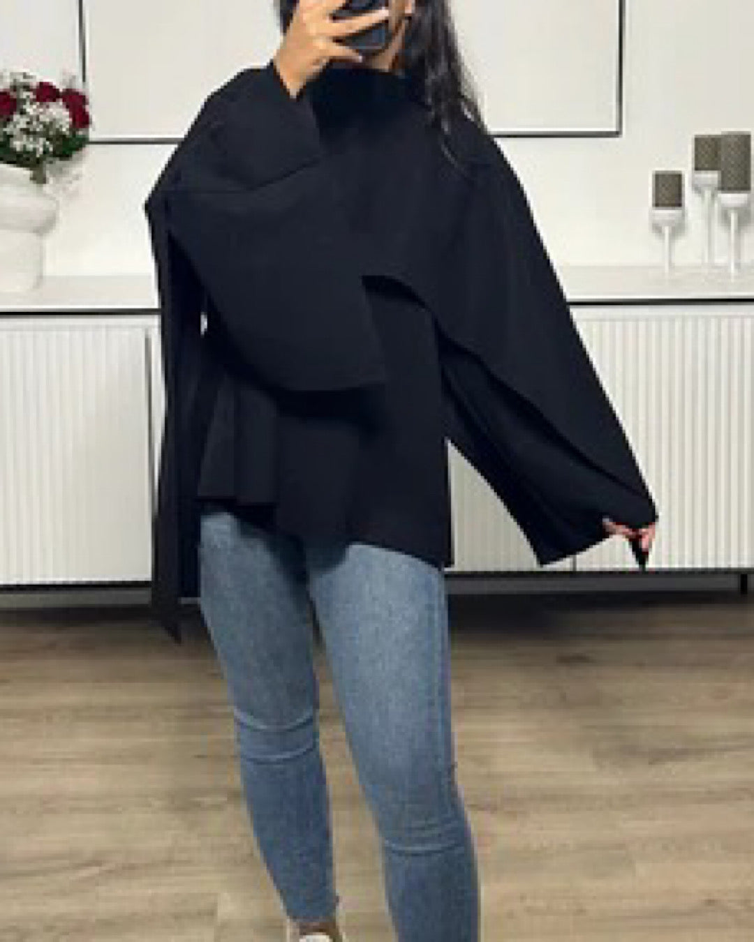 Black Wrap Cape Jacket