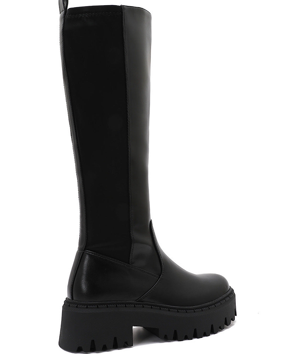 Czarne kozaki na platformie za kolano