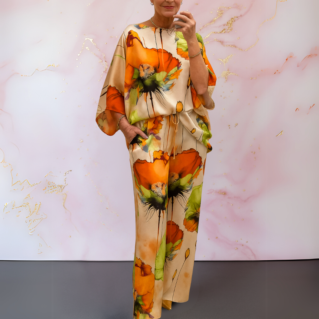 Marieta – Satynowy komplet dwuczęściowy dla pewnych siebie kobiet