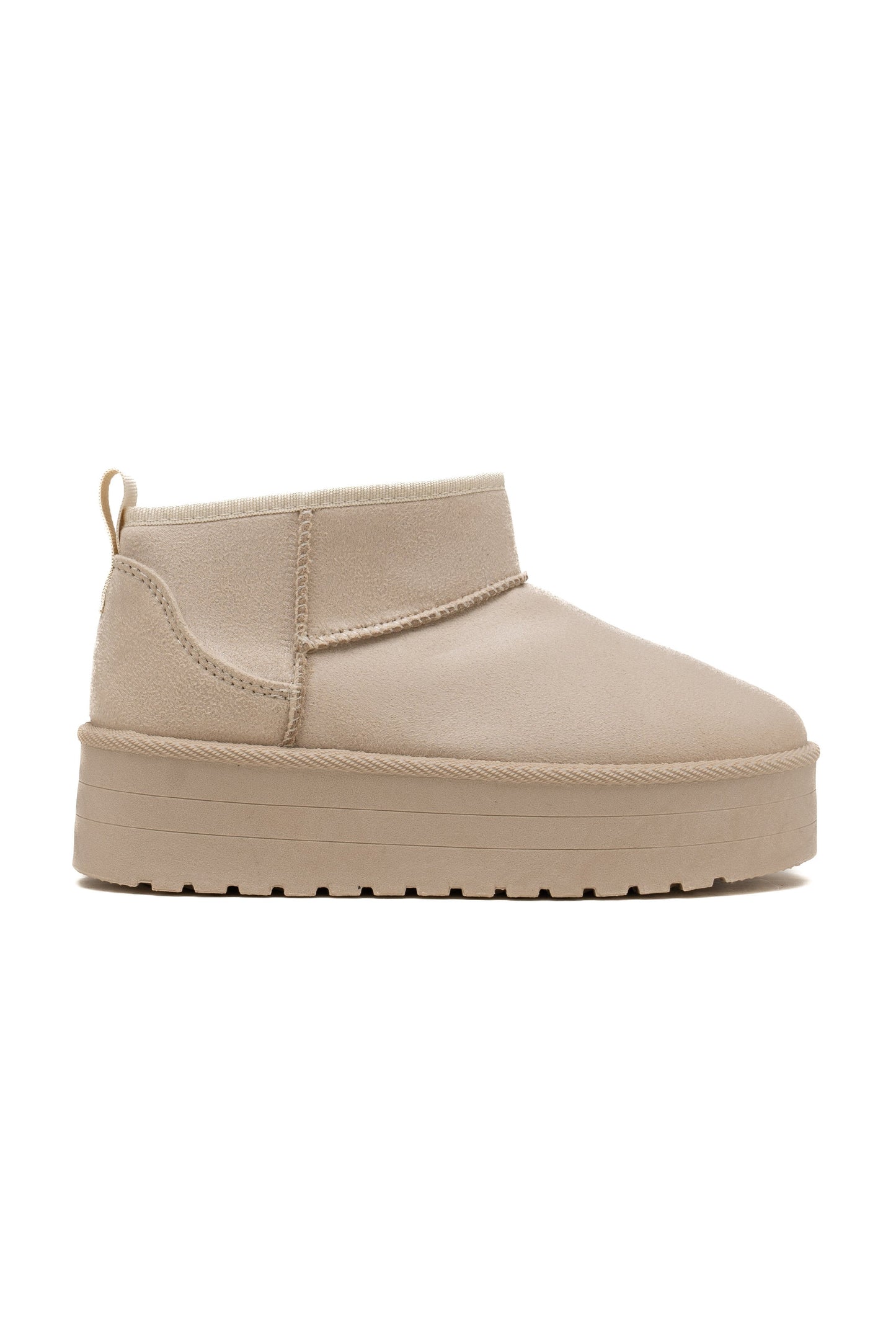 Beige Faux Suede Platform Boots