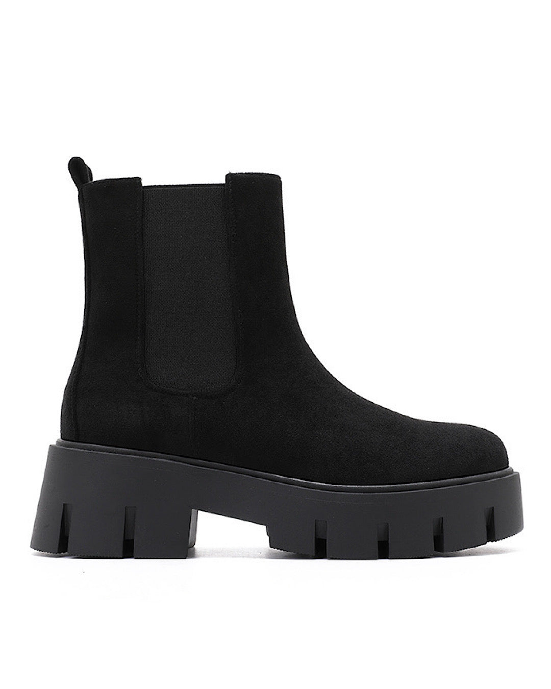 Black Faux Suede Chelsea Boots