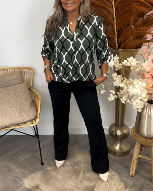 Lenoria – Luźna bluzka z eleganckim wzorem