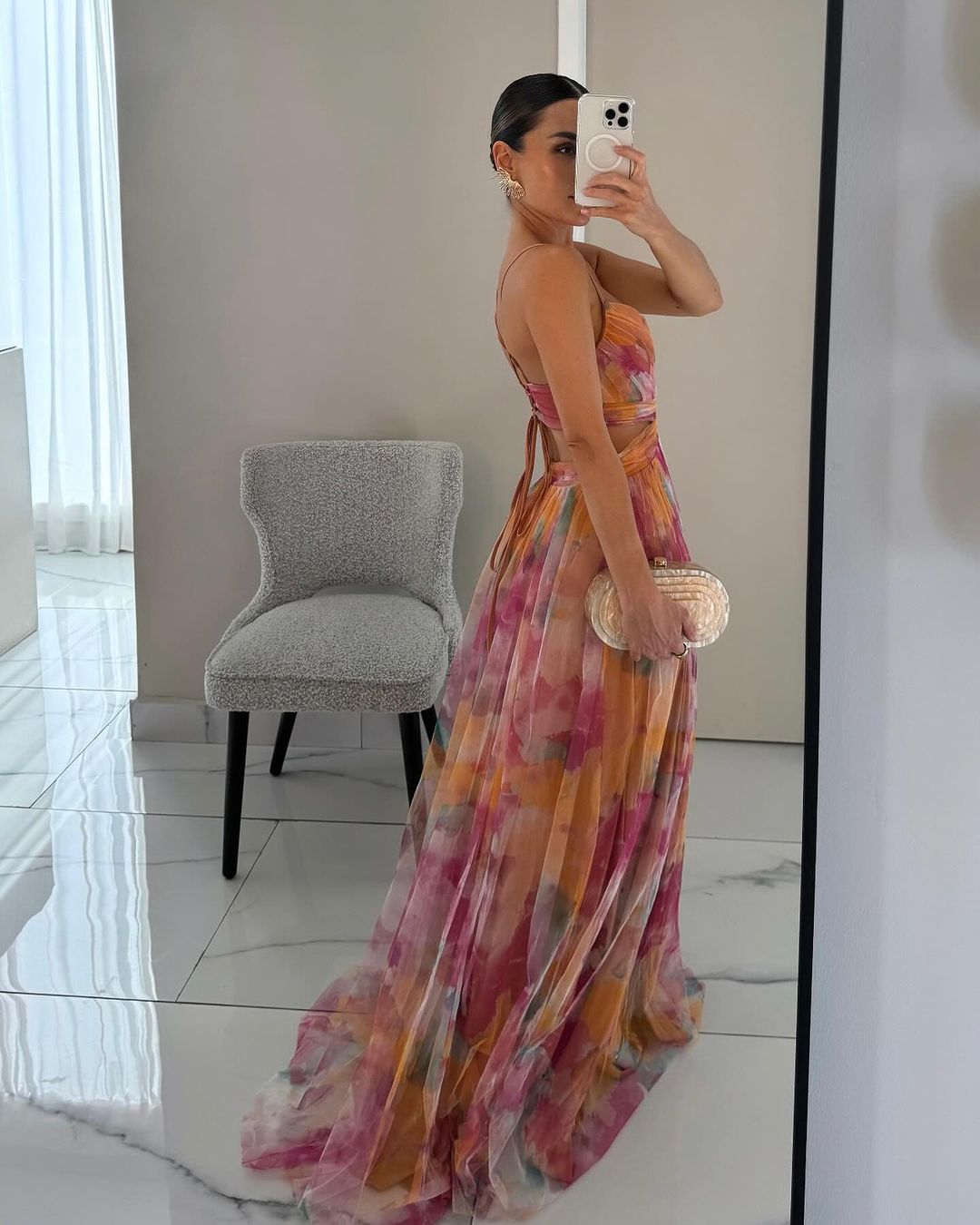 Arabel – Rochie de Damă Elegantă Lungă cu Imprimeu Floral 
