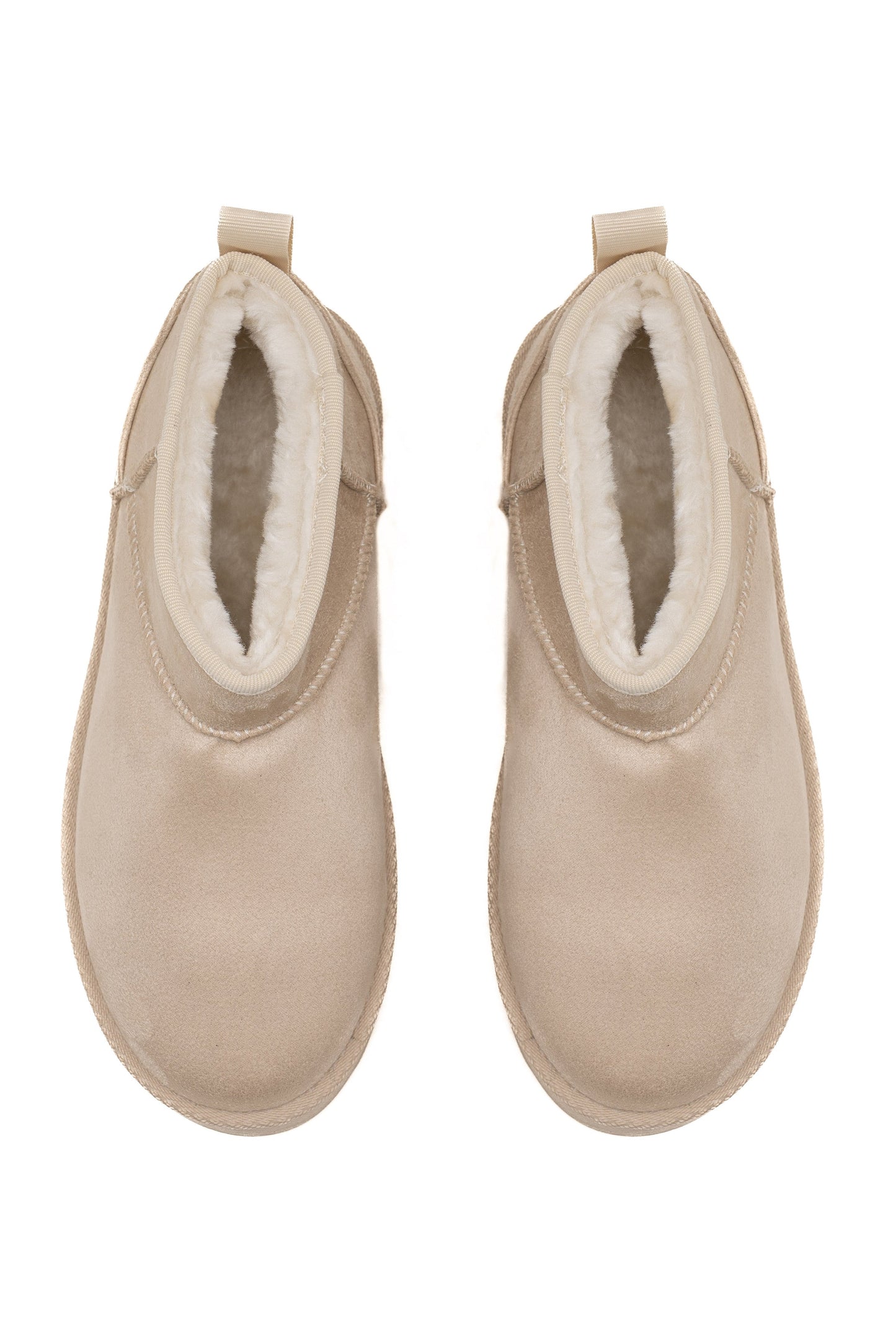 Beige Faux Suede Platform Boots