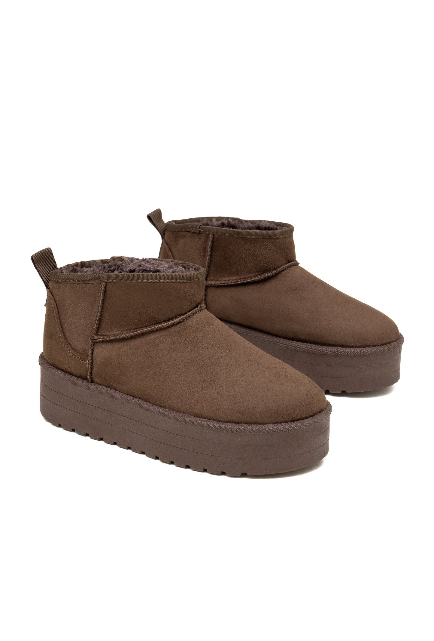 Chocolate Faux Suede Platform Boots
