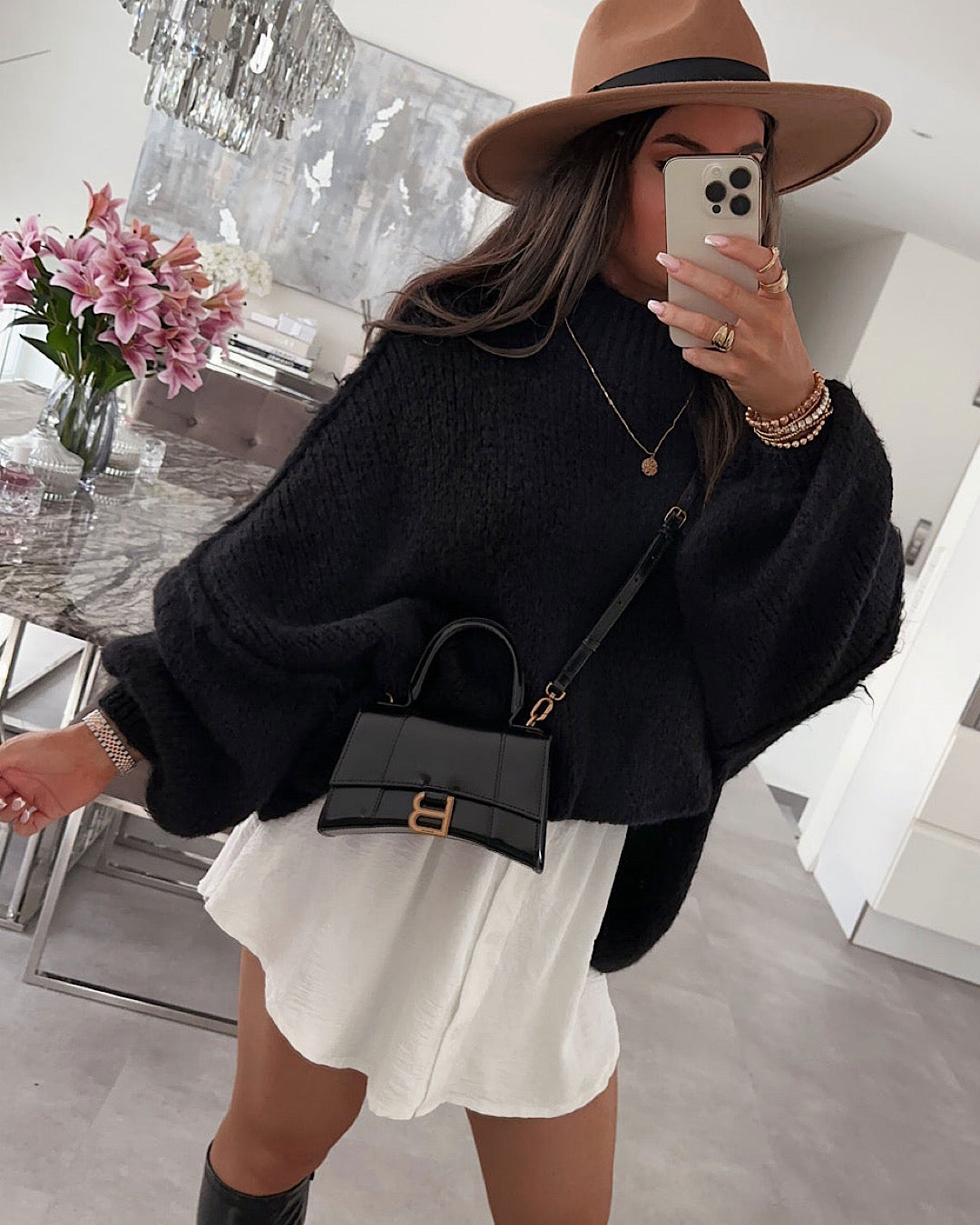 Black Oversized Knit Dress