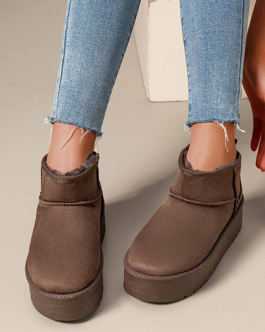 Chocolate Faux Suede Platform Boots