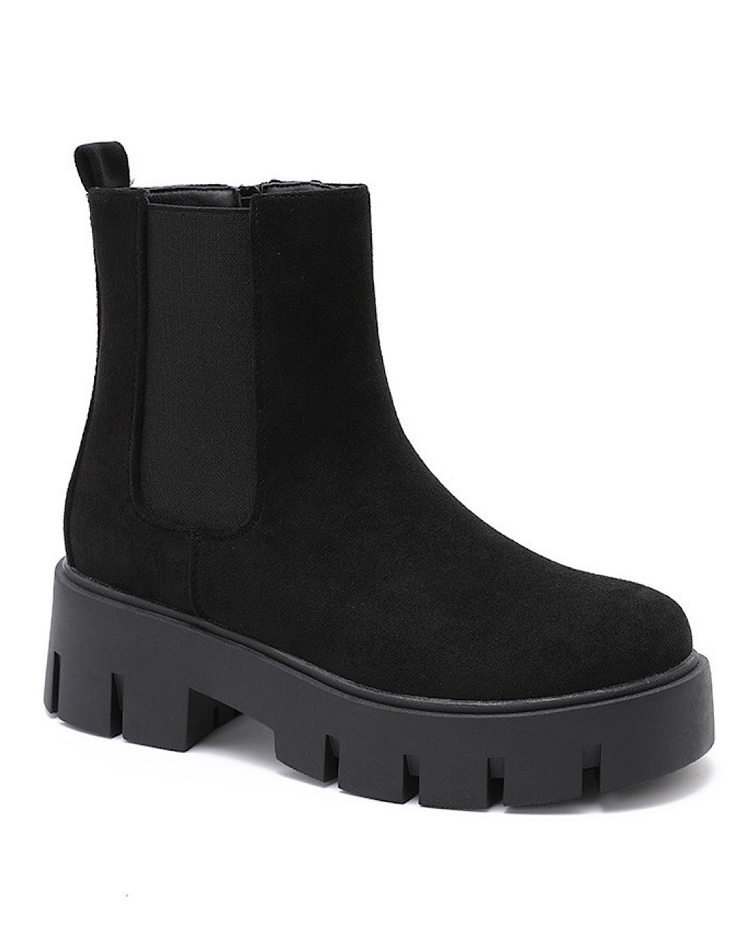 Black Faux Suede Chelsea Boots