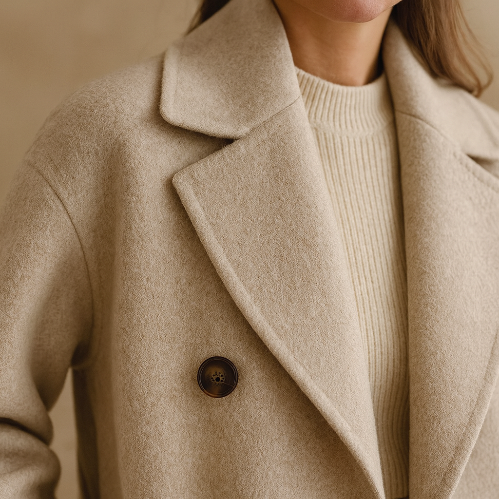 Jauceline – Palton Damă Lung din Lână cu Curea Elegancki pentru Iarnă 