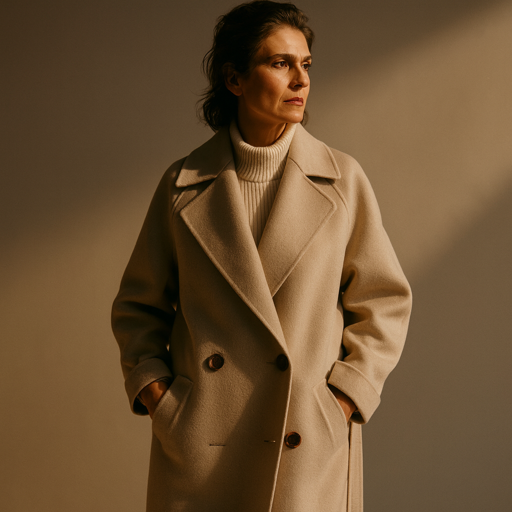 Jauceline – Palton Damă Lung din Lână cu Curea Elegancki pentru Iarnă 