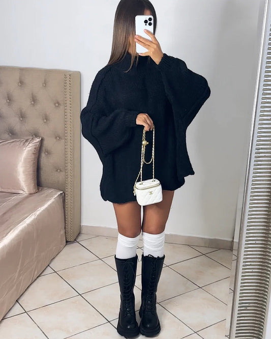 Black Oversized Knit Dress