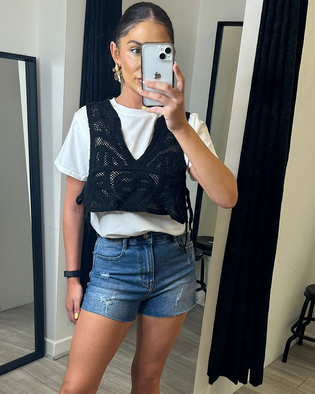 Blue Distressed Denim Shorts
