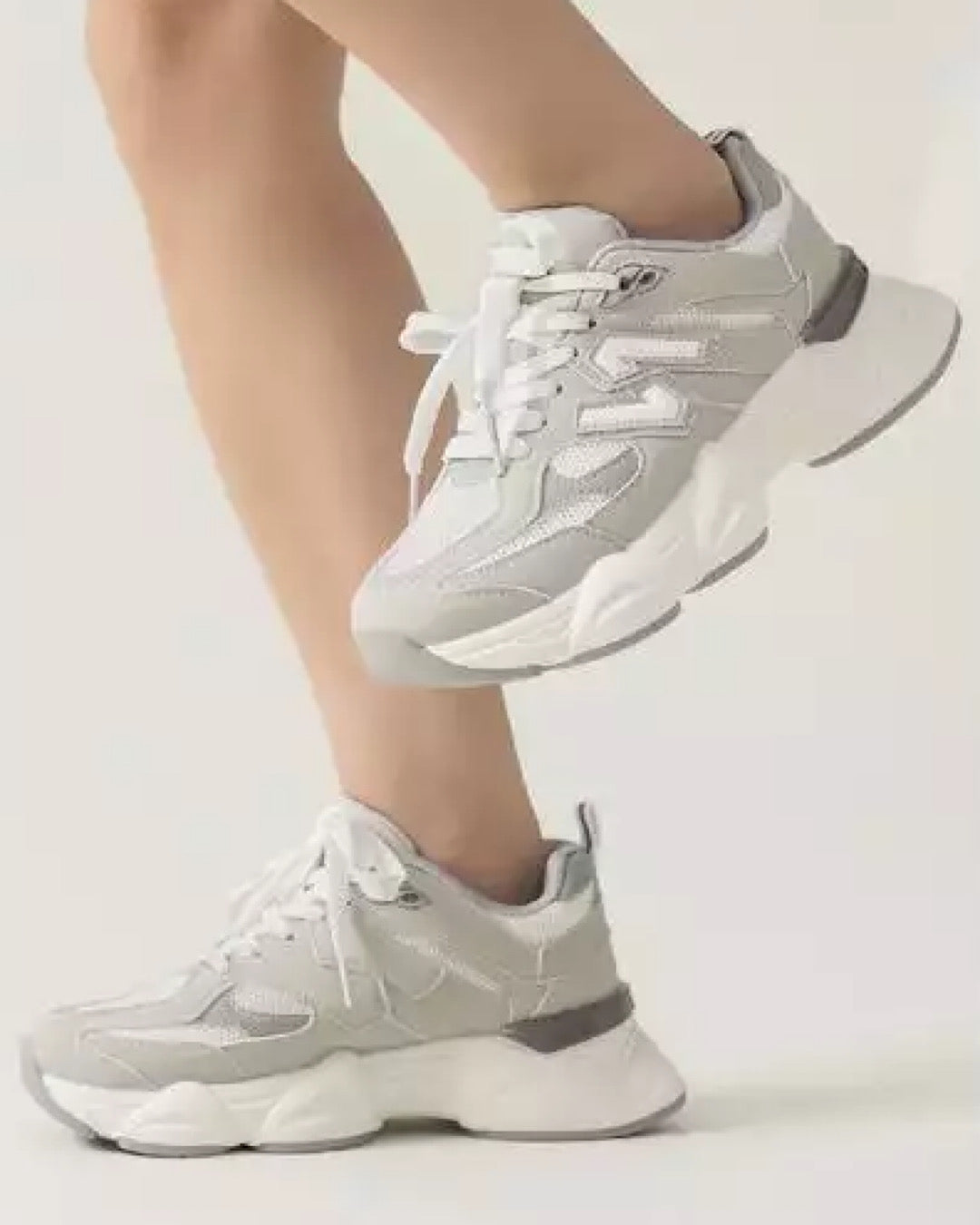 Grey Chunky Lace Up Trainers