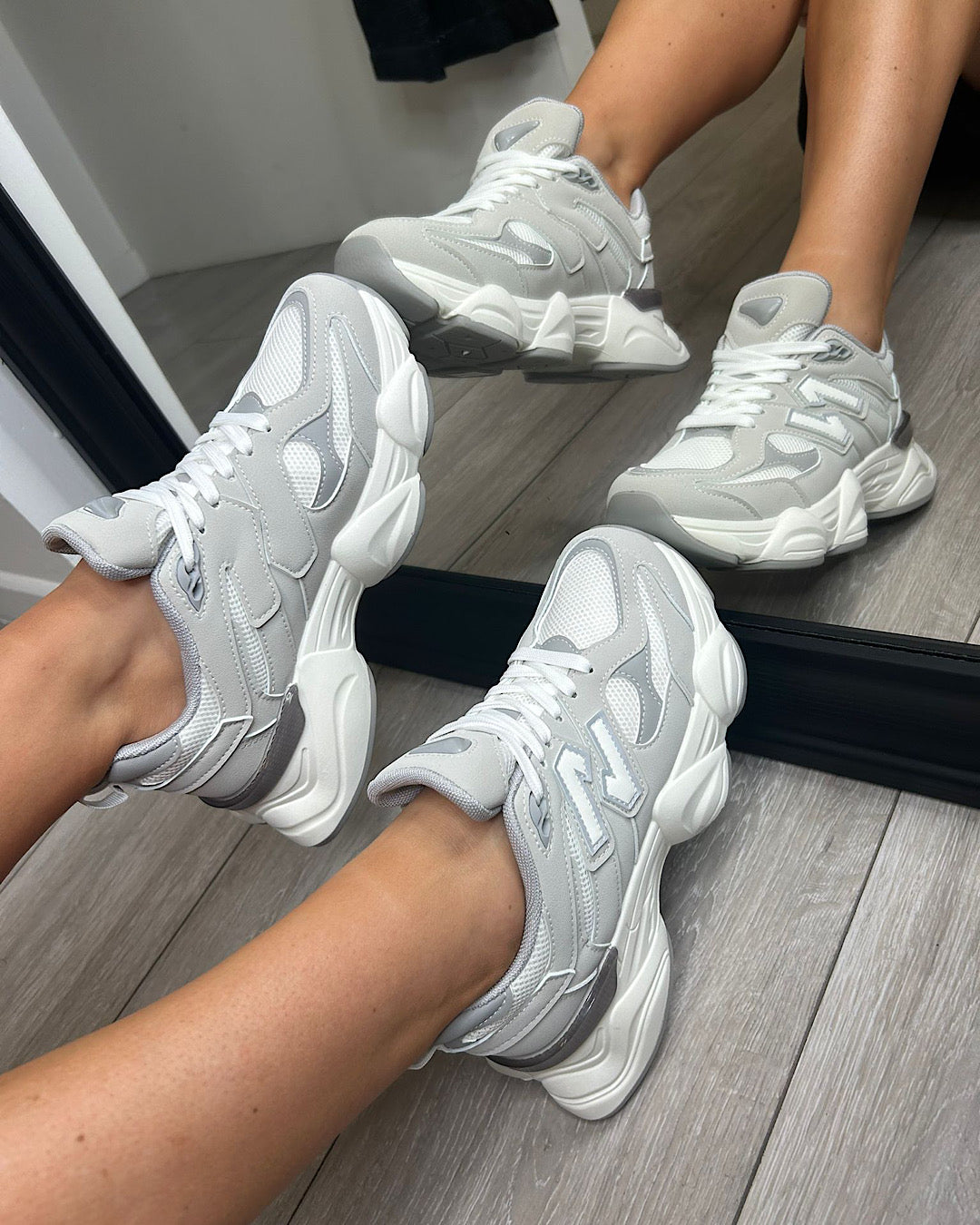 Grey Chunky Lace Up Trainers