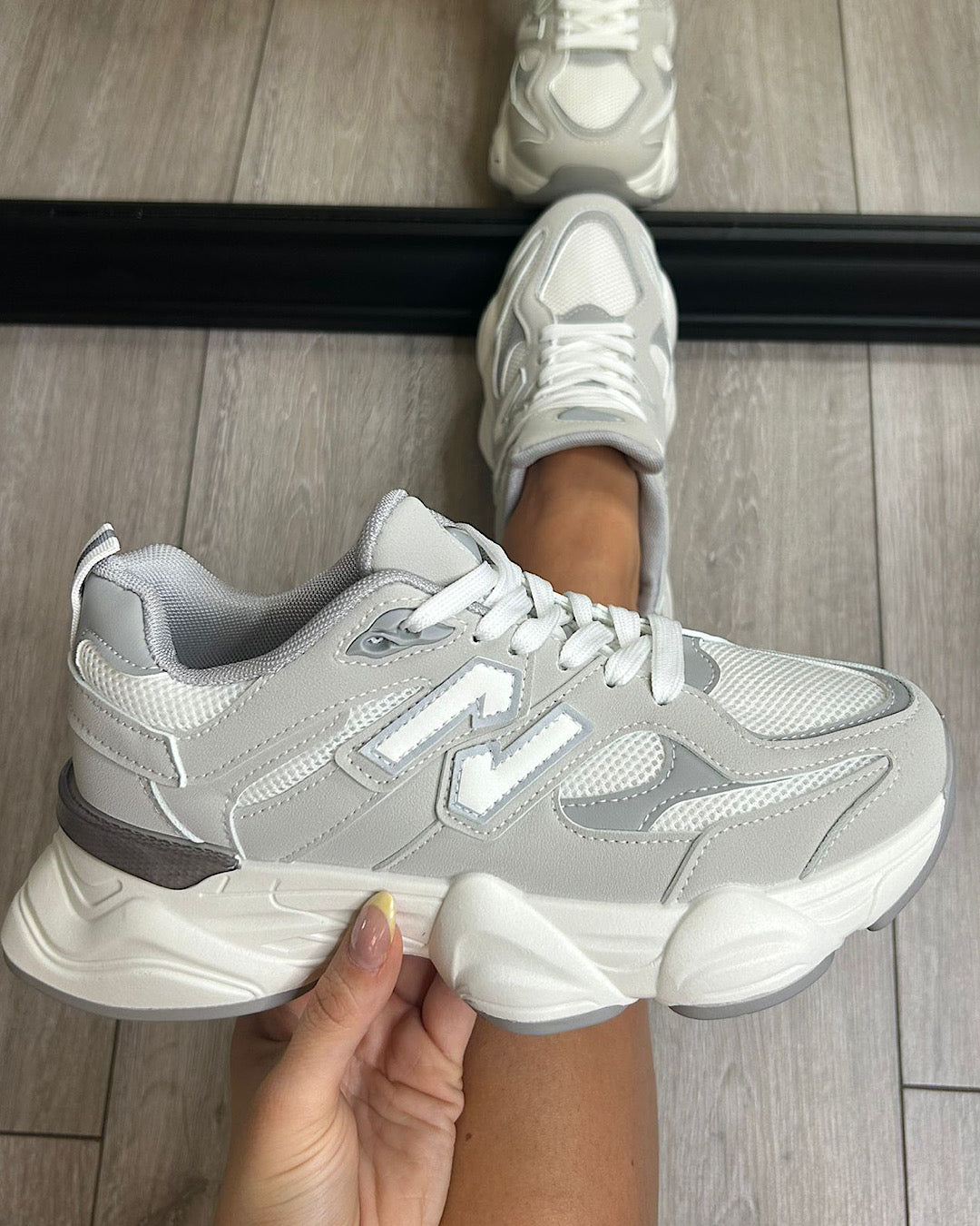 Grey Chunky Lace Up Trainers