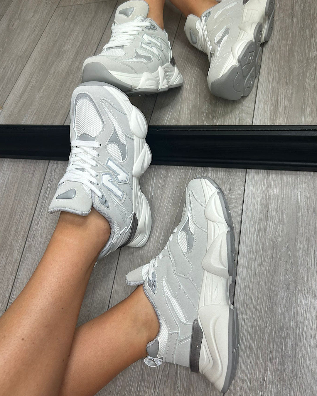 Grey Chunky Lace Up Trainers