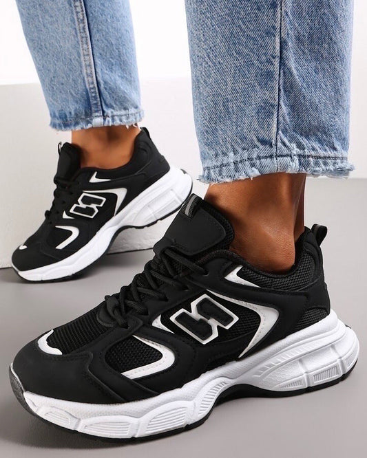 Black Chunky Lace Up Trainers