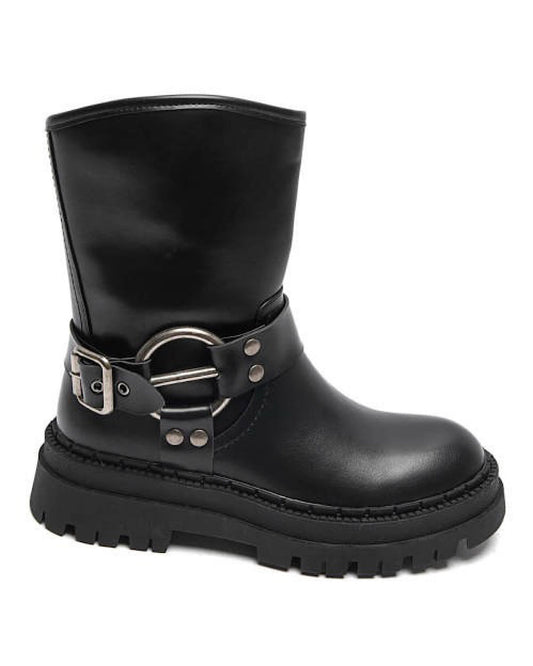 Black Ankle Length Biker Boots