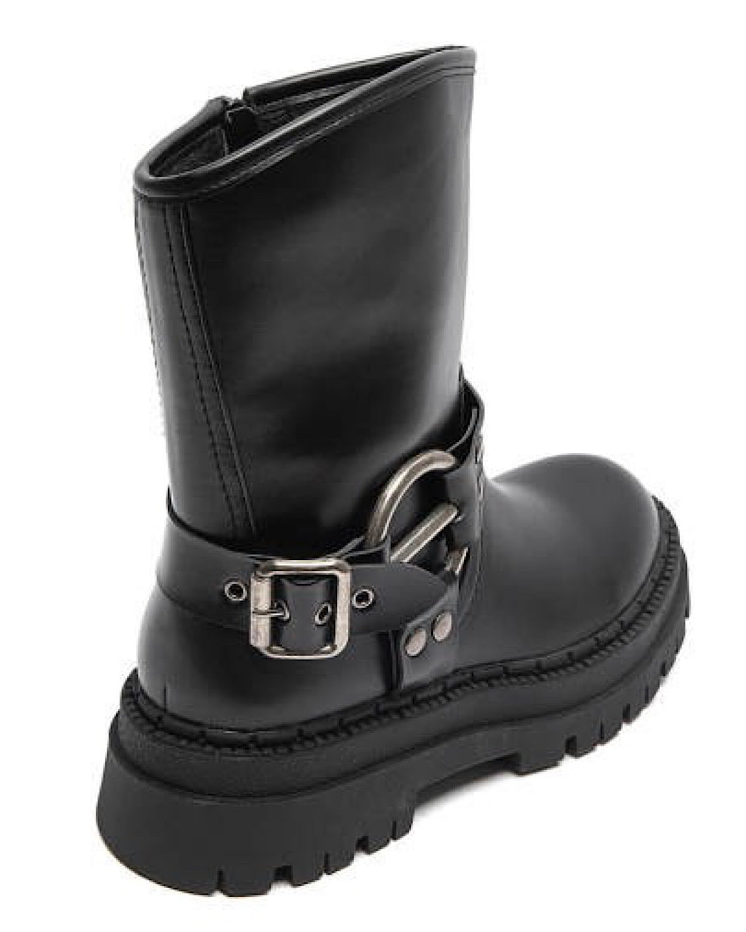 Black Ankle Length Biker Boots