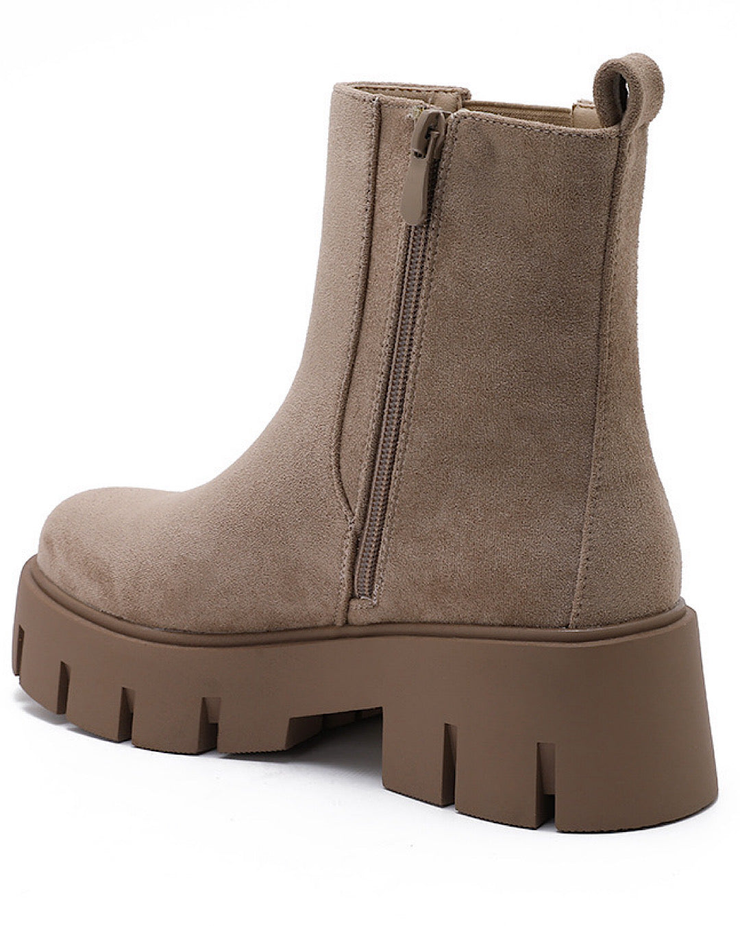 Beige Faux Suede Chelsea Boots