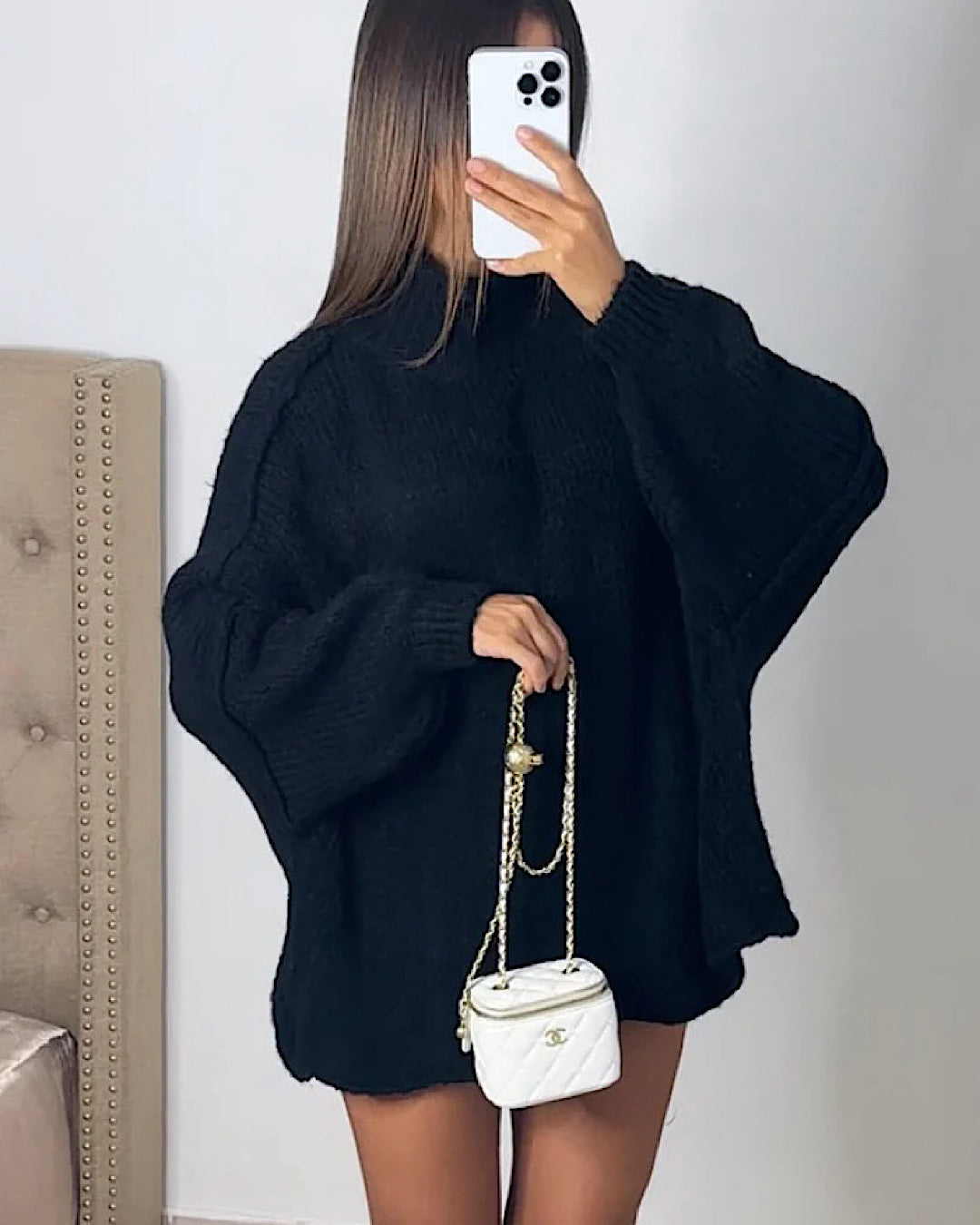 Black Oversized Knit Dress