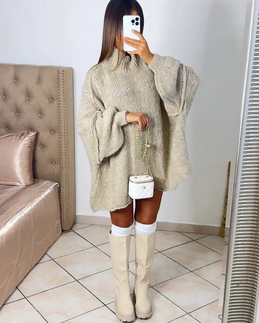 Beige Oversized Knit Dress