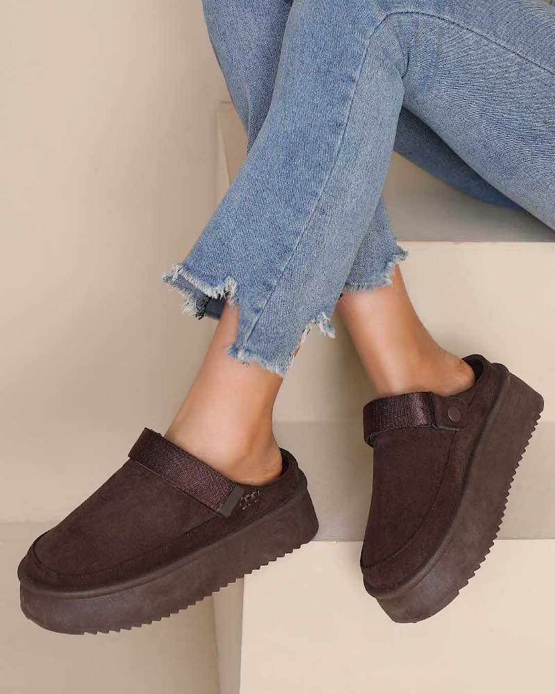 Chocolate Faux Suede Platform Boots