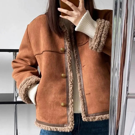 Plush Round Neck Jacket