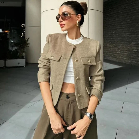 Elegant Button-Down Tweed Jacket