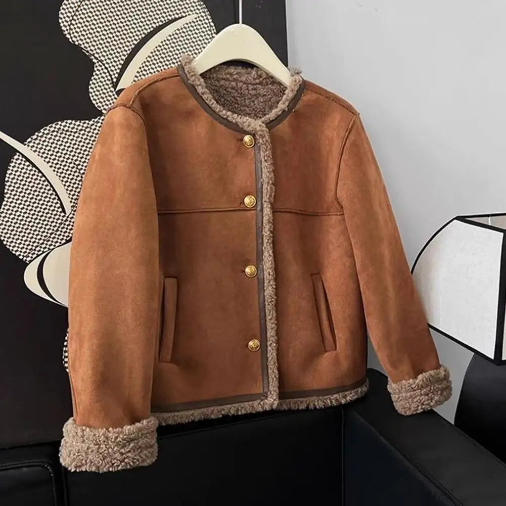 Plush Round Neck Jacket