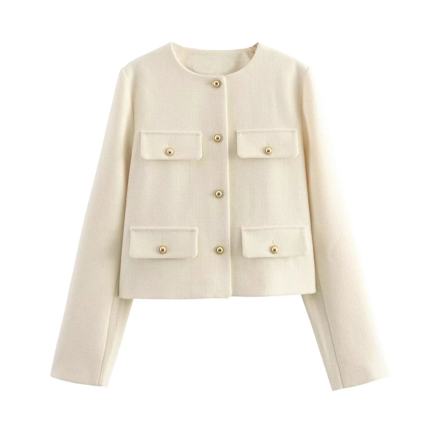Elegant Button-Down Tweed Jacket